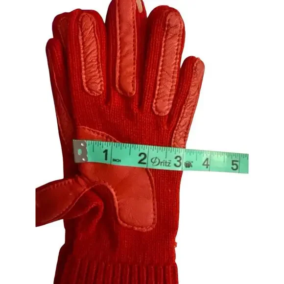 Vtg Sensations By Isotoner Red Knit Leather Palms OSFM Flexible Slenderizor Fit - Picture 8 of 8
